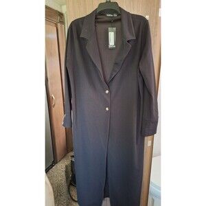 New BooHoo Long Black Lightweight Duster Maternity  Size 4 Sheer Women's